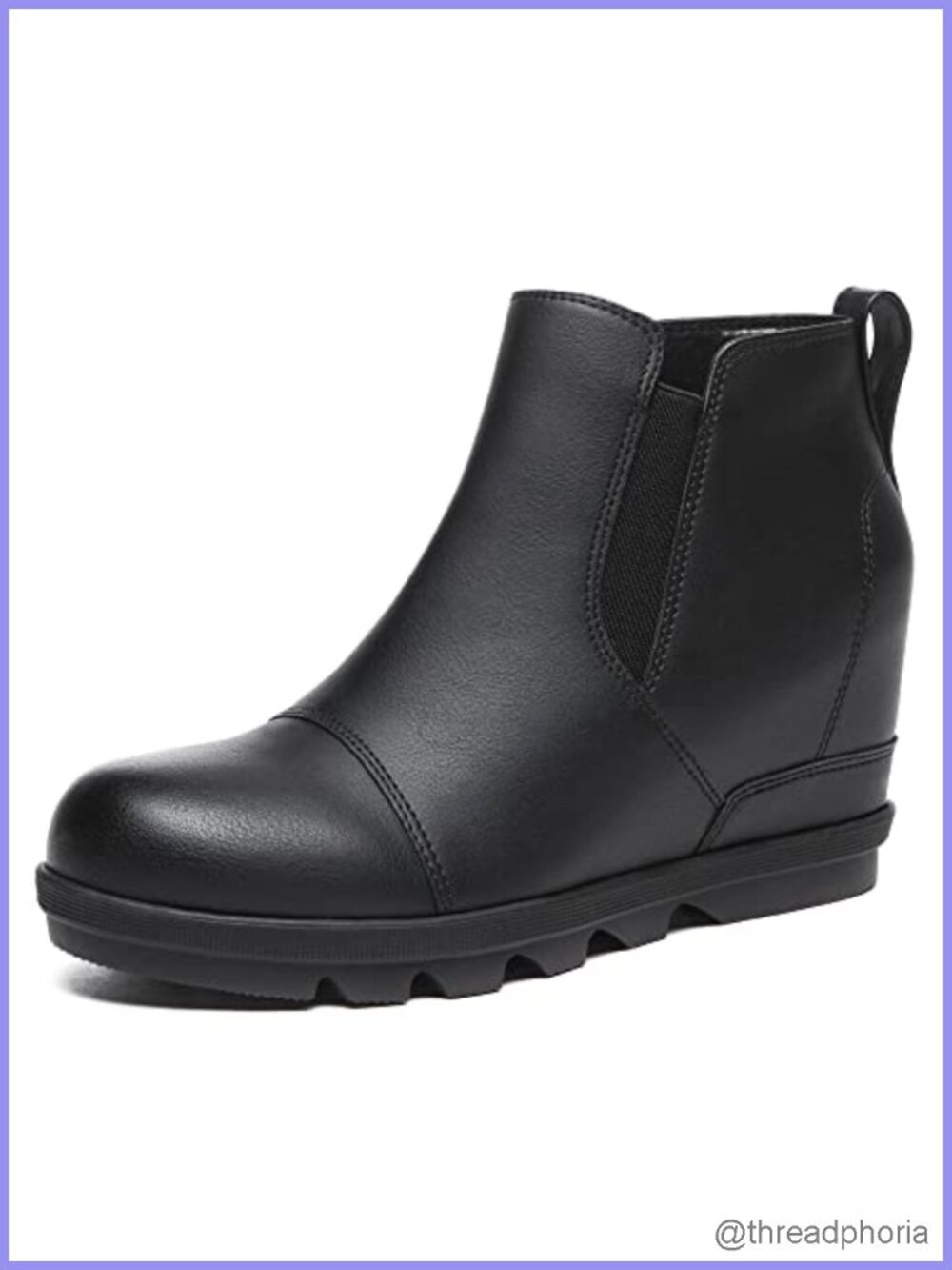Leather Wedge Ankle Boots Slip On Comfortable Booties
